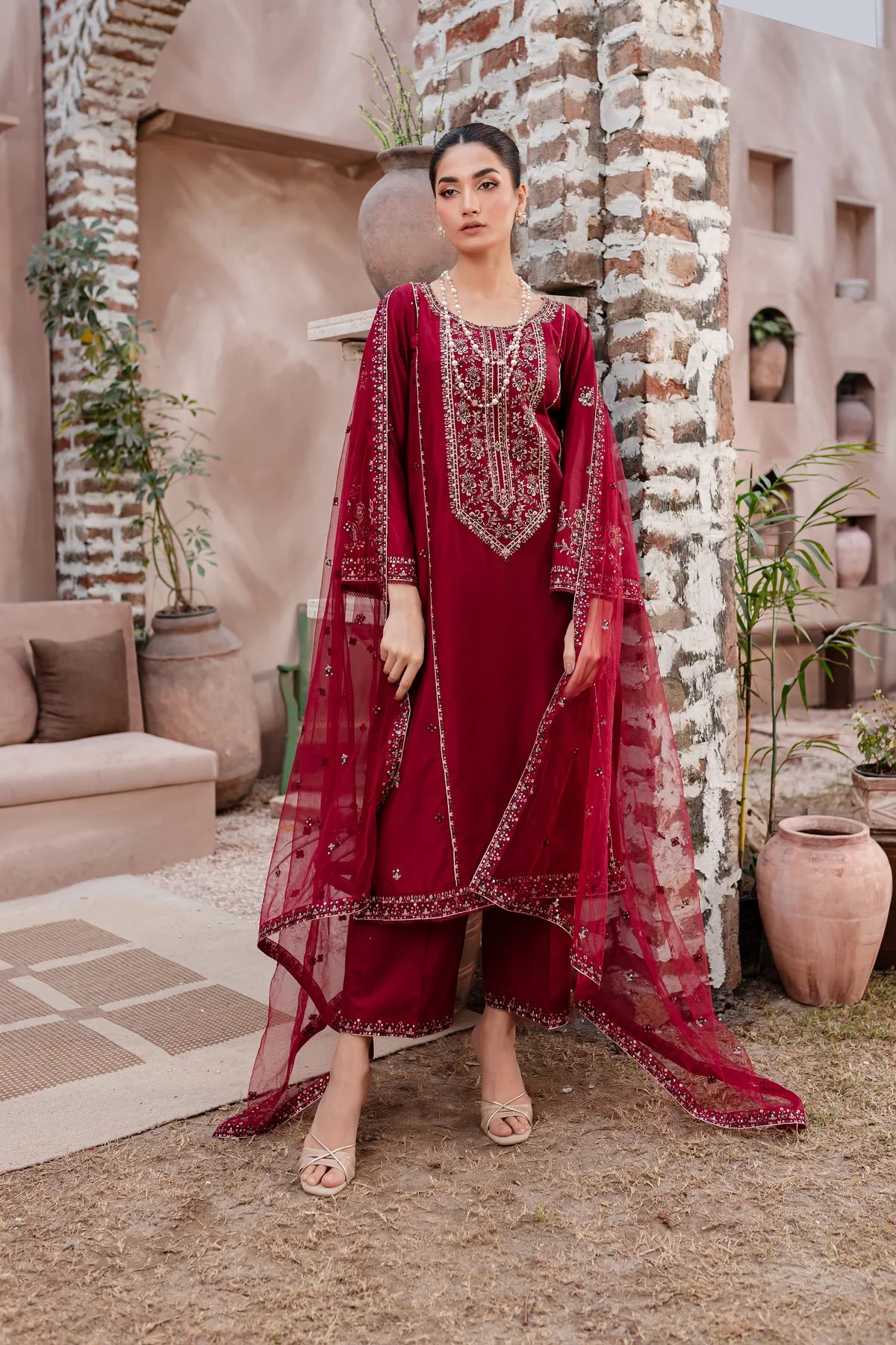 Fiona 3Pc - Embroidered Lawn Dress
